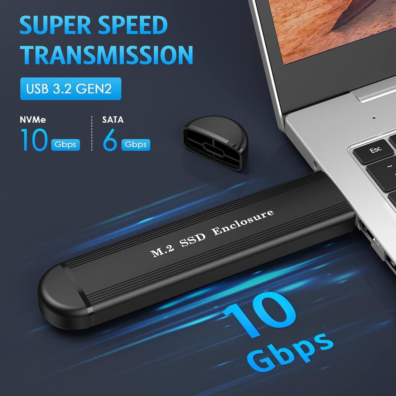 Verilux M.2 NVME SATA SSD Enclosure, Dual Protocol Aluminum Alloy SSD Case with USB C 3.1 Gen 2 USB3.0 to M.2 M-Key B+M Key Enclosure, Support Up to 2TB, Fits 2242 2260 2280, USB & USB C Devices Verilux M.2 NVME SATA SSD Enclosure, Dual Protocol Aluminum Alloy SSD Case with USB C 3.1 Gen 2 USB3.0 to M.2 M-Key B+M Key Enclosure, Support Up to 2TB, Fits 2242 2260 2280, USB & USB C Devices
